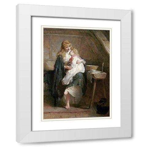 The Orphans White Modern Wood Framed Art Print with Double Matting by Hicks, George Elgar