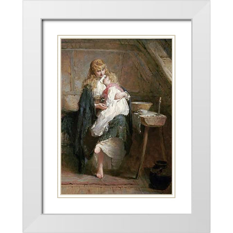 The Orphans White Modern Wood Framed Art Print with Double Matting by Hicks, George Elgar