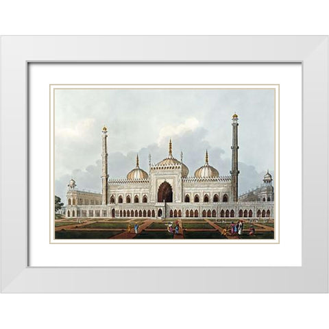 Mosque at Lucknow White Modern Wood Framed Art Print with Double Matting by Hill, J.