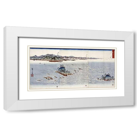 Whirlpools at Naruto In Awa Province White Modern Wood Framed Art Print with Double Matting by Hiroshige