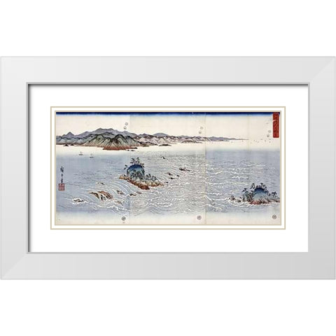 Whirlpools at Naruto In Awa Province White Modern Wood Framed Art Print with Double Matting by Hiroshige