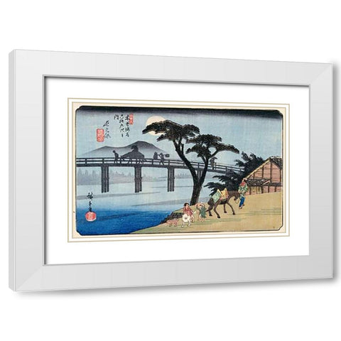 Nagakubo White Modern Wood Framed Art Print with Double Matting by Hiroshige