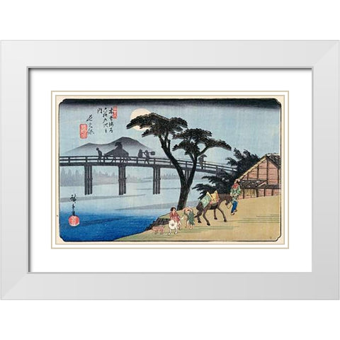 Nagakubo White Modern Wood Framed Art Print with Double Matting by Hiroshige