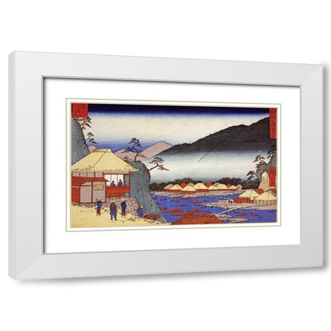 Seven Hot Springs at Hakone White Modern Wood Framed Art Print with Double Matting by Hiroshige