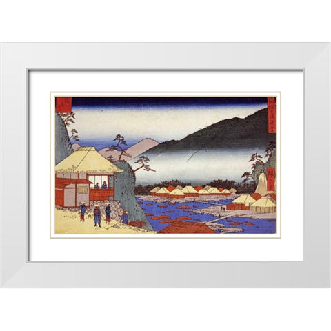 Seven Hot Springs at Hakone White Modern Wood Framed Art Print with Double Matting by Hiroshige
