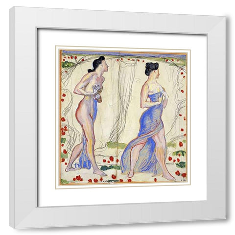 Die Cempfindung I: Study White Modern Wood Framed Art Print with Double Matting by Hodler, Ferdinand