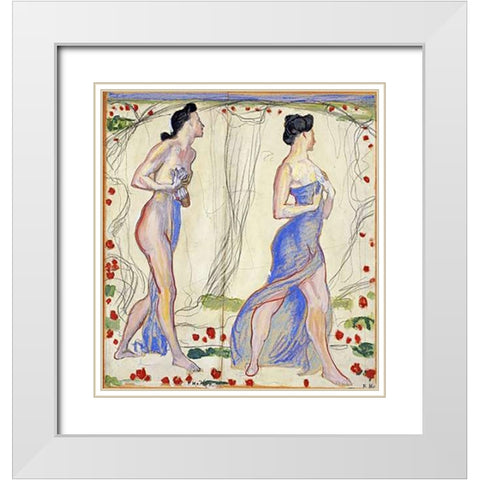 Die Cempfindung I: Study White Modern Wood Framed Art Print with Double Matting by Hodler, Ferdinand