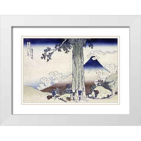 Mishima Pass In Kai Province White Modern Wood Framed Art Print with Double Matting by Hokusai
