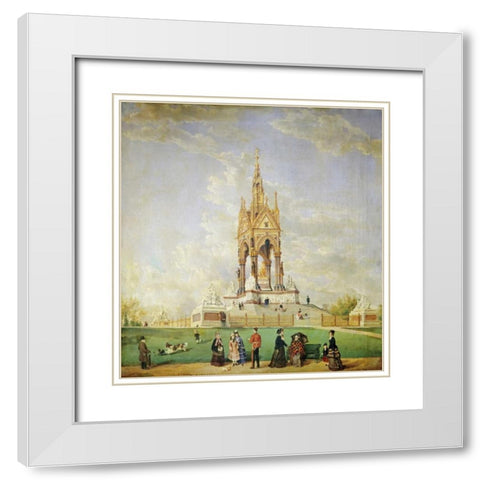 The Albert Memorial, London White Modern Wood Framed Art Print with Double Matting by Holt, Edwin Frederick