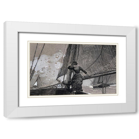 Yachting Girl White Modern Wood Framed Art Print with Double Matting by Homer, Winslow