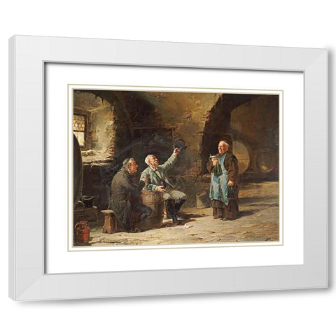 The Welcome Arrival White Modern Wood Framed Art Print with Double Matting by Humborg, Adolf