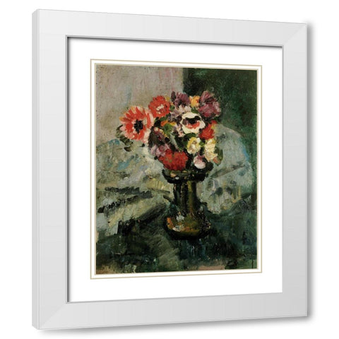 Anemones and Other Flowers In a Vase White Modern Wood Framed Art Print with Double Matting by Hunter, George Leslie
