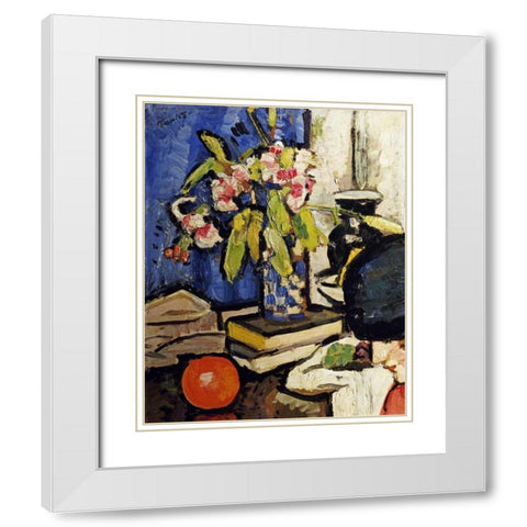 The Black Hat White Modern Wood Framed Art Print with Double Matting by Hunter, George Leslie