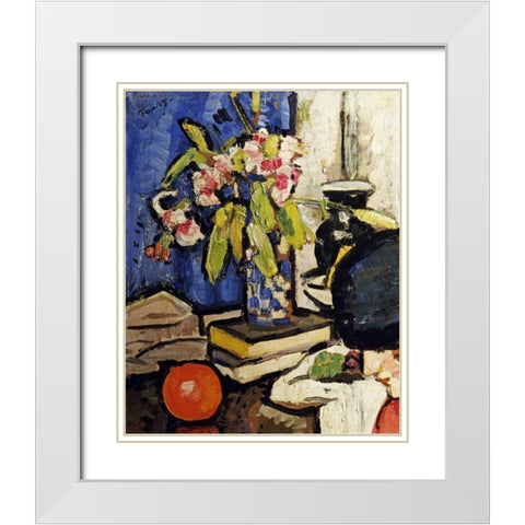 The Black Hat White Modern Wood Framed Art Print with Double Matting by Hunter, George Leslie