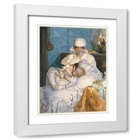 Motherly Love White Modern Wood Framed Art Print with Double Matting by Innocent, Ferenc