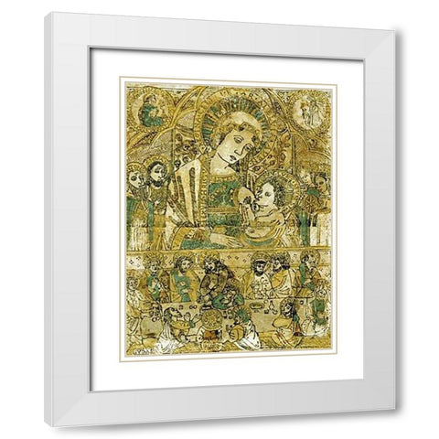 The Madonna and Child Enthroned White Modern Wood Framed Art Print with Double Matting by Italian School