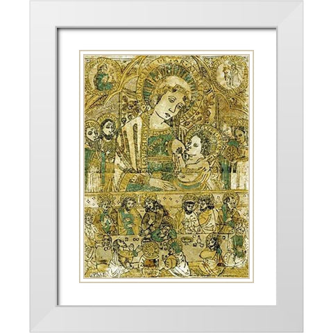 The Madonna and Child Enthroned White Modern Wood Framed Art Print with Double Matting by Italian School