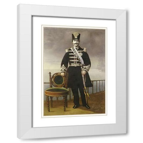Portrait of Nasir Al-Din Shah Qajar White Modern Wood Framed Art Print with Double Matting by JaFar