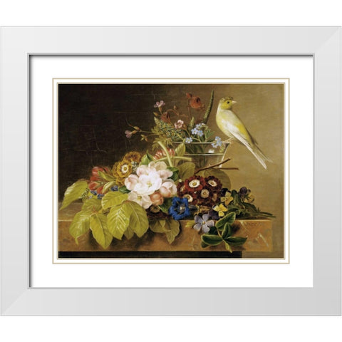 Sweet William, Forget Me Not White Modern Wood Framed Art Print with Double Matting by Jensen, Johan Laurents