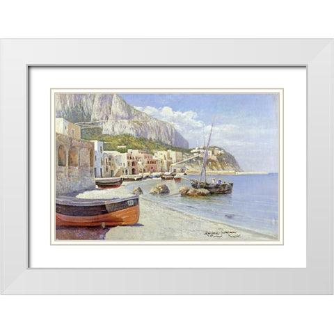 Marina Grande, Capri White Modern Wood Framed Art Print with Double Matting by Jerichau, Holgar Hvitfeld