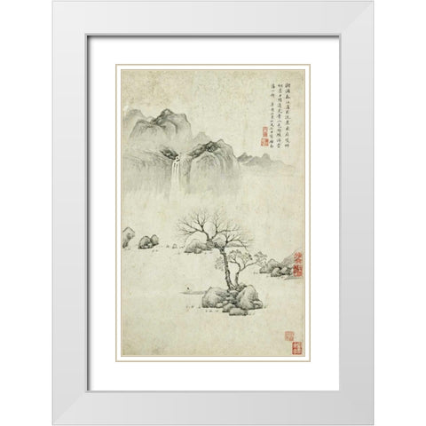 Boating On a River In Spring White Modern Wood Framed Art Print with Double Matting by Jie, Ju