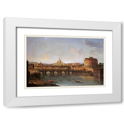 Castel Santangelo White Modern Wood Framed Art Print with Double Matting by Joli, Antonio