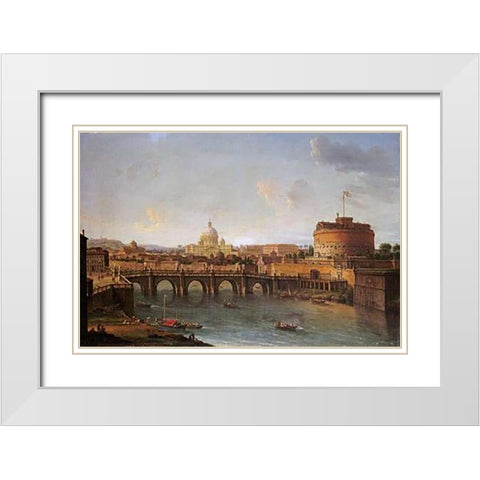 Castel Santangelo White Modern Wood Framed Art Print with Double Matting by Joli, Antonio
