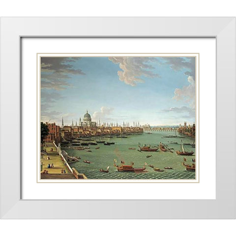 The Thames From The Terrace of Somerset House White Modern Wood Framed Art Print with Double Matting by Joli, Antonio