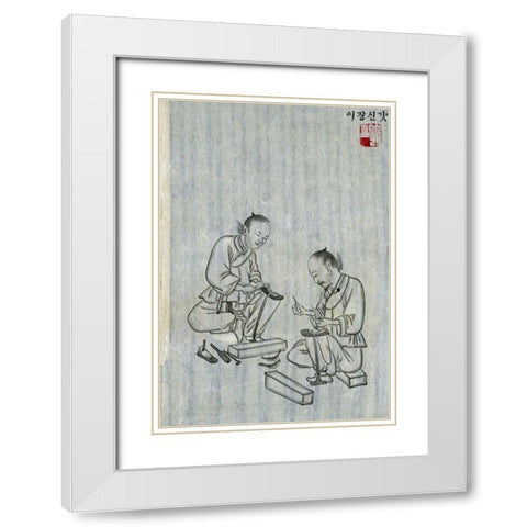 Shoemakers White Modern Wood Framed Art Print with Double Matting by Junkeun, Kim