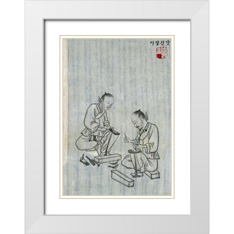 Shoemakers White Modern Wood Framed Art Print with Double Matting by Junkeun, Kim