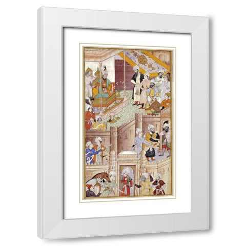 Illustration To The Baburnama White Modern Wood Framed Art Print with Double Matting by Karan, Khem