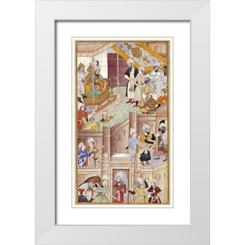 Illustration To The Baburnama White Modern Wood Framed Art Print with Double Matting by Karan, Khem
