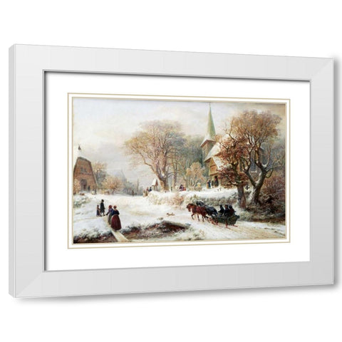 Going To Church White Modern Wood Framed Art Print with Double Matting by Kauffmann, Hermann
