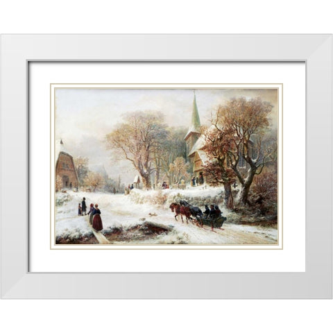 Going To Church White Modern Wood Framed Art Print with Double Matting by Kauffmann, Hermann