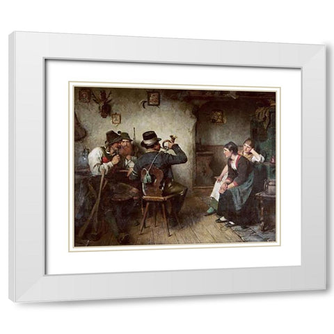 Vintagetillion Im Wirtshaus White Modern Wood Framed Art Print with Double Matting by Kauffmann, Hugo