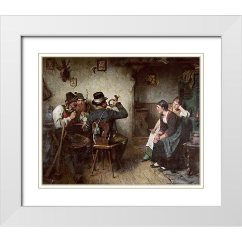 Vintagetillion Im Wirtshaus White Modern Wood Framed Art Print with Double Matting by Kauffmann, Hugo