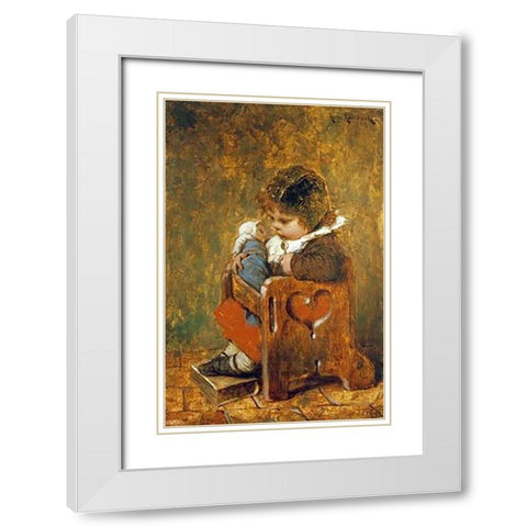 The Favorite Doll White Modern Wood Framed Art Print with Double Matting by Kaulbach, Hermann