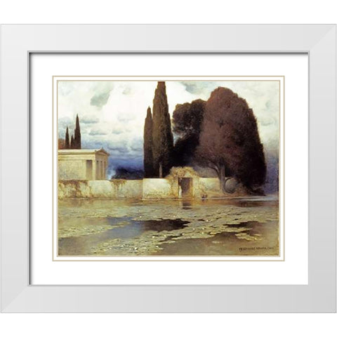 A Classical Landscape White Modern Wood Framed Art Print with Double Matting by Keller, Ferdinand