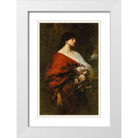 A Dark Beauty White Modern Wood Framed Art Print with Double Matting by Keller, Ferdinand