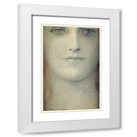 Study of a Woman White Modern Wood Framed Art Print with Double Matting by Khnopff, Fernand