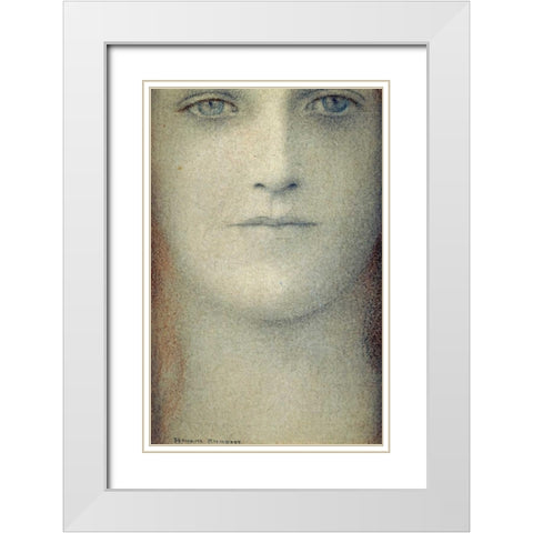 Study of a Woman White Modern Wood Framed Art Print with Double Matting by Khnopff, Fernand