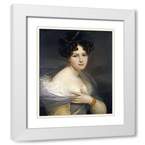 Portrait of a Lady White Modern Wood Framed Art Print with Double Matting by Kinson, Francois Joseph