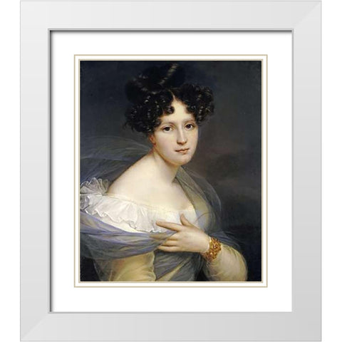 Portrait of a Lady White Modern Wood Framed Art Print with Double Matting by Kinson, Francois Joseph