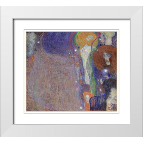 Irrlichter - Will-O-The Wisps White Modern Wood Framed Art Print with Double Matting by Klimt, Gustav