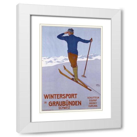 Wintersport In Graubunden White Modern Wood Framed Art Print with Double Matting by Koch, Walter