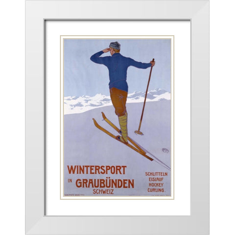 Wintersport In Graubunden White Modern Wood Framed Art Print with Double Matting by Koch, Walter
