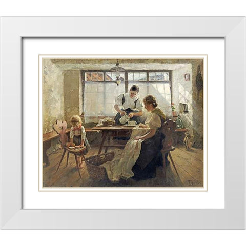 Coffee Break White Modern Wood Framed Art Print with Double Matting by Koester, Alexander Max