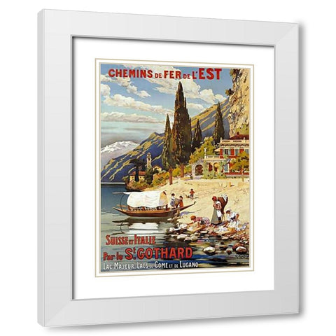 Suisse Et Italie Par Le St Gothard White Modern Wood Framed Art Print with Double Matting by Krallt, G.