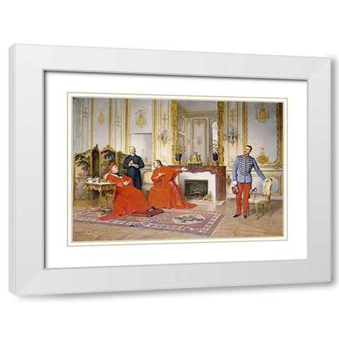 The Dispute White Modern Wood Framed Art Print with Double Matting by Laissement, Henri Adolphe