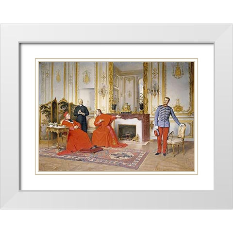 The Dispute White Modern Wood Framed Art Print with Double Matting by Laissement, Henri Adolphe